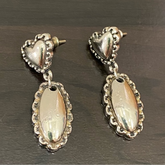 Designer Collection Silver-tone Heart Drop Dangle Earrings - Picture 5 of 10